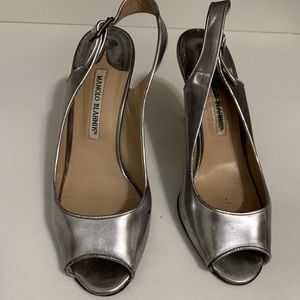 Manolo Blahnik Silver Heeled Shoes